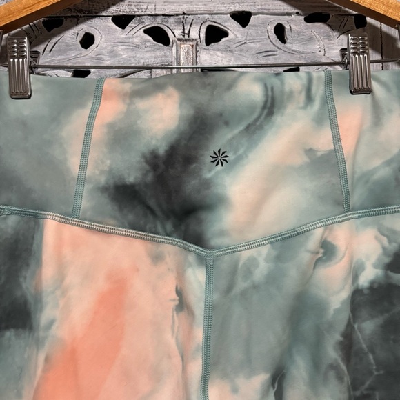 Athleta Elation Printed 7/8 Tights Marine Minimalist Marble Green/Peach - Picture 8 of 9
